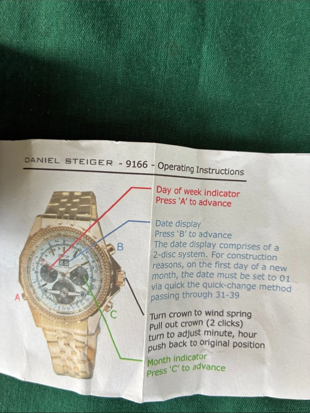 Daniel Steiger Men's Gold Chronograph Watch New in Box